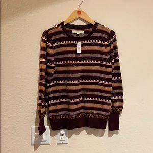 Burgundy gold and pink stripes sweater from Loft